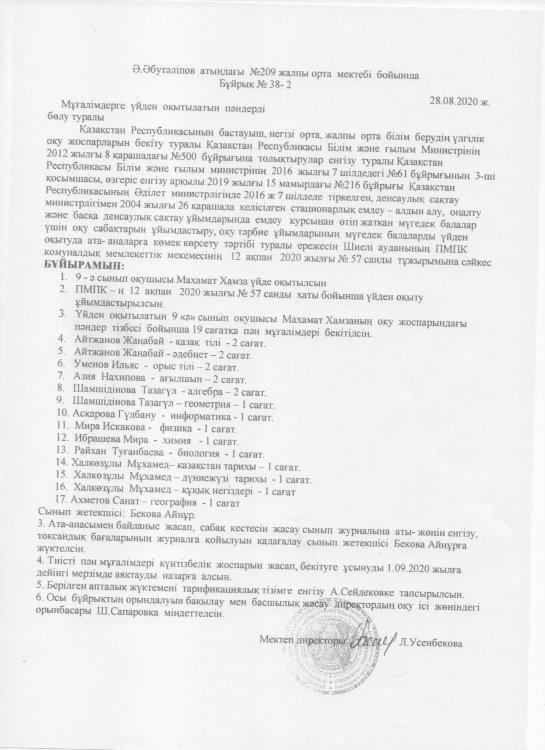 Үйден оқитын оқушылардың құжаттары
